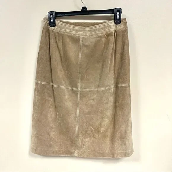 Loft NWT tan suede knee length skirt.  Size 4 - Picture 4 of 5